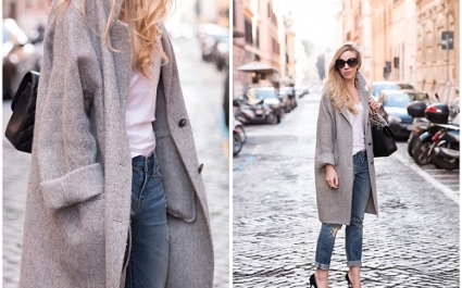 С чем носить серое пальто: модные советы с фото