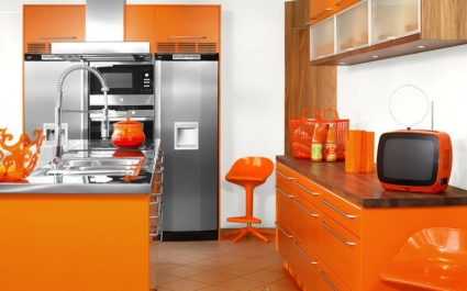 Кухни оранжевого цвета в интерьере: оформление и фото