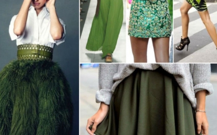 C чем носить зеленую юбку: фото и советы